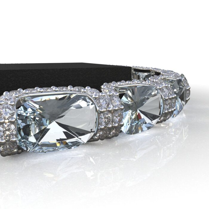 Avarta Jewellery Sterling Silver 24 Carat Aquamarine Tennis Bracelet With Moissanite - Image 4
