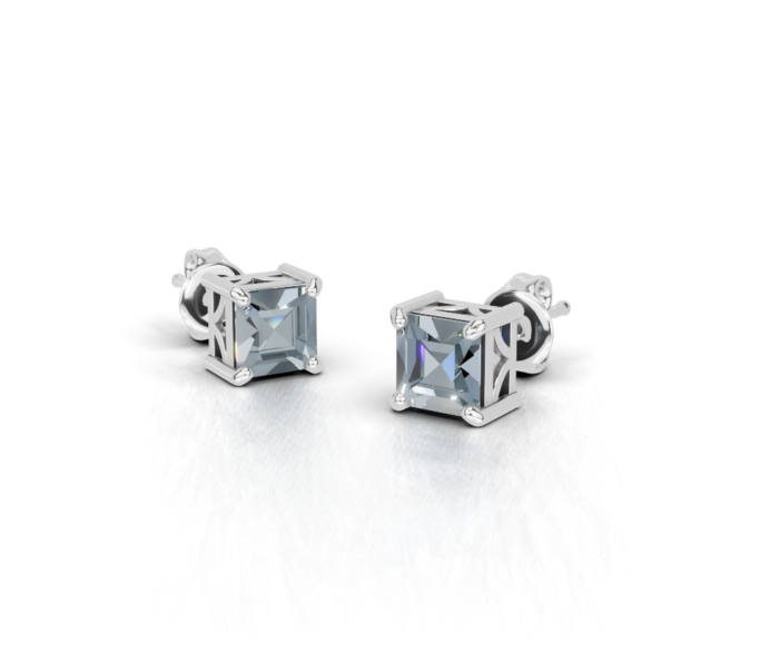 Avarta Sterling Silver Princess Cut London Blue Topaz Unisex Studs