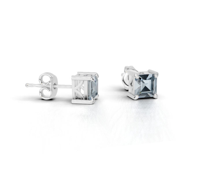 Avarta Sterling Silver Princess Cut London Blue Topaz Unisex Studs - Image 2