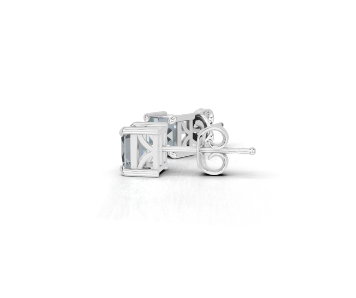 Avarta Sterling Silver Princess Cut London Blue Topaz Unisex Studs - Image 4