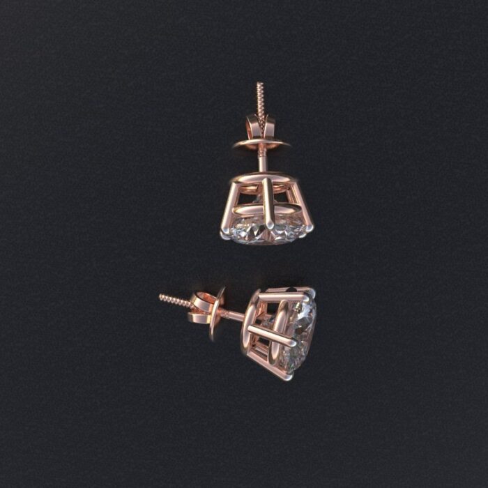 Avarta Jewellery 92.5 Sterling Silver 2 Carat Each Rose Gold Solitaire Earrings - Image 4