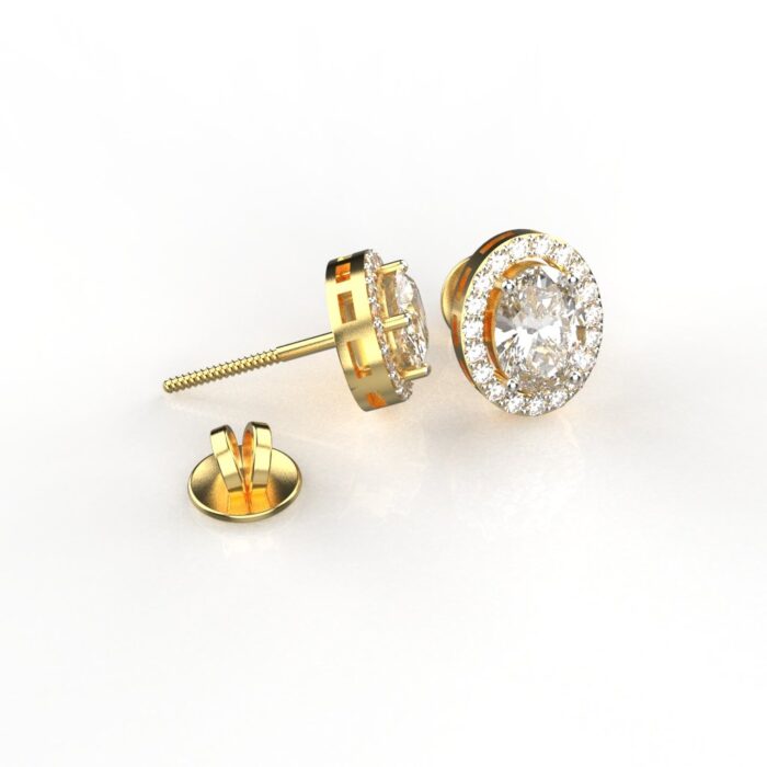 Avarta Jewellery 92.5 Sterling Silver Solitaire Studs Earrings With Gold Polish - Image 4