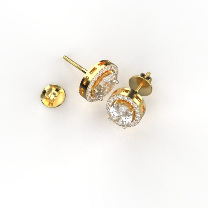 Avarta Jewellery 92.5 Sterling Silver Solitaire Studs Earrings With Gold Polish - Image 5
