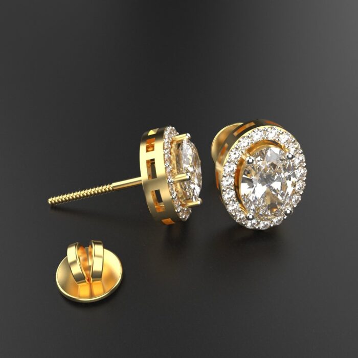 Avarta Jewellery 92.5 Sterling Silver Solitaire Studs Earrings With Gold Polish - Image 3