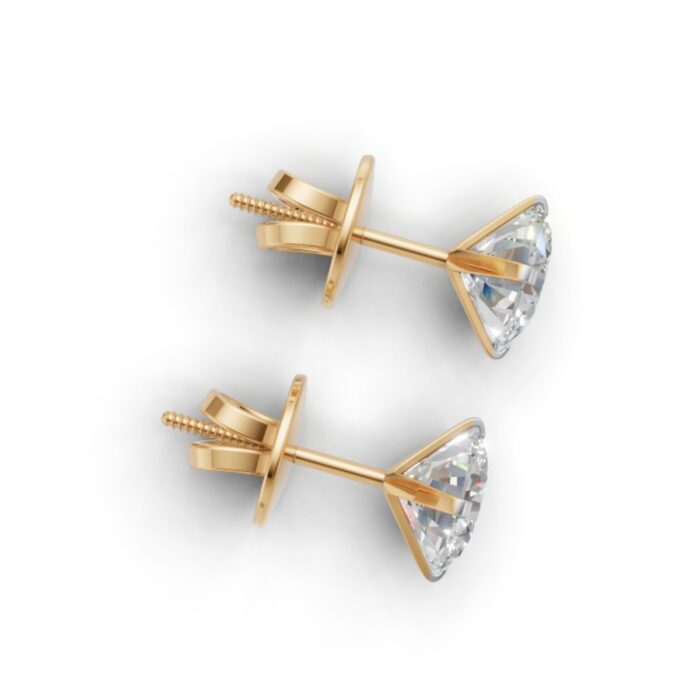 Avarta Gold 1 Carat Each Lab Grown Diamond Solitaire Stud Earrings - Image 4