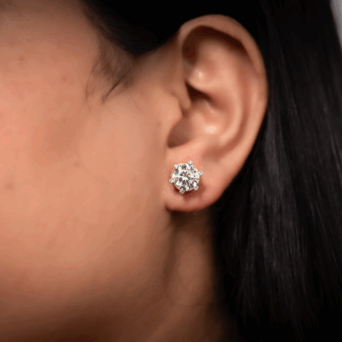 Avarta 18k Gold 2 Carat Each Lab Grown Diamond Solitaire Studs Earrings - Image 7