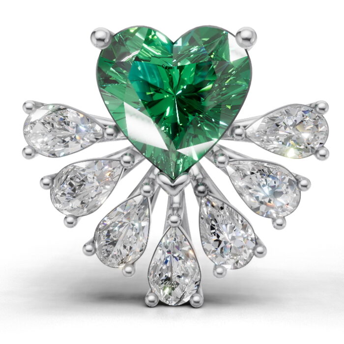 Avarta Gold Emerald Heart Lab Diamond Earrings - Image 2