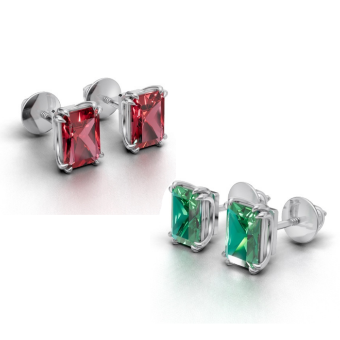 Avarta Jewellery Sterling Silver Ruby Emerald Earrings