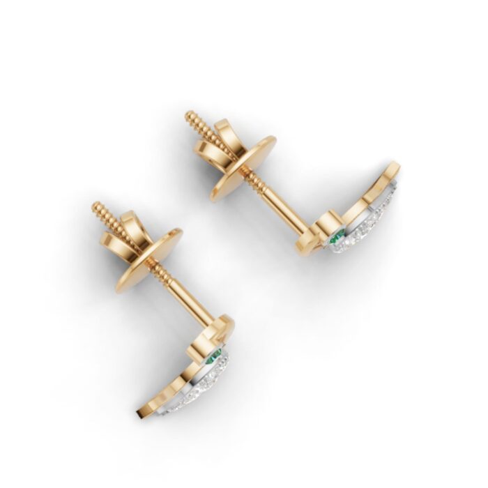 Avarta Gold Peacock Ruby Emerald Diamond Studs Earrings for Girls & Women - Image 9