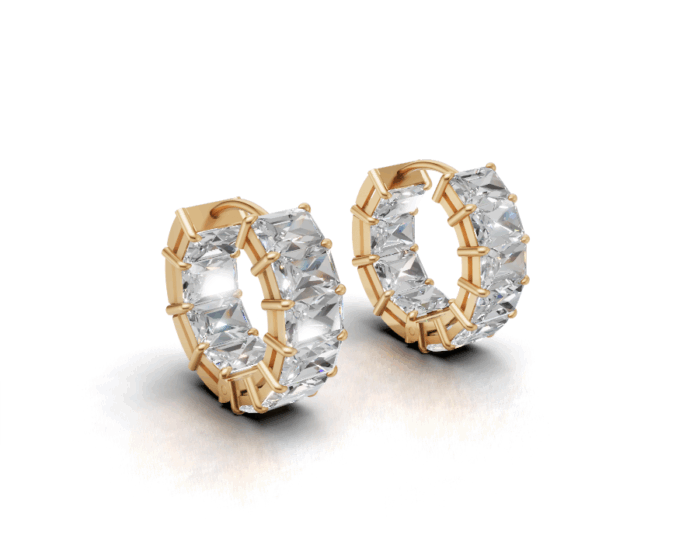 Avarta Gold Emerald cut Moissanite Hoop Earrings - Image 2