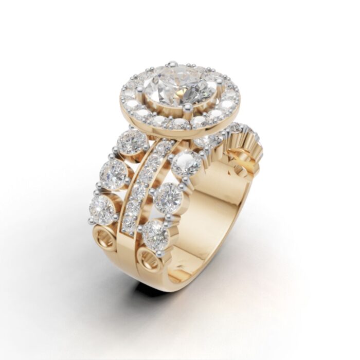 Avarta Gold 1.50 Ct Solitaire Lab Diamond Wedding Ring with 2.10 Ct Accent Diamonds