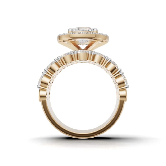 Avarta Gold 1.50 Ct Solitaire Lab Diamond Wedding Ring with 2.10 Ct Accent Diamonds - Image 3