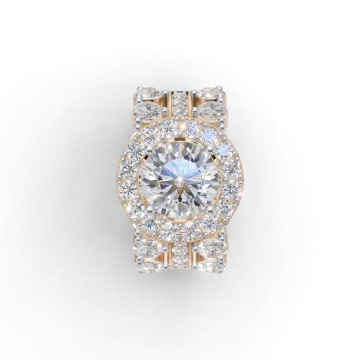 Avarta Gold 1.50 Ct Solitaire Lab Diamond Wedding Ring with 2.10 Ct Accent Diamonds - Image 4