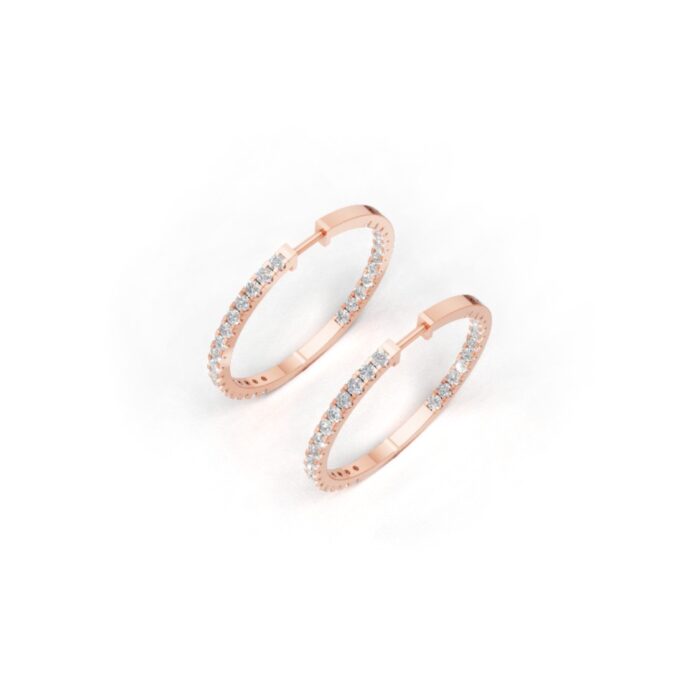 Avarta Rose Gold Diamond Bali Earring For Girls and Women - Image 4