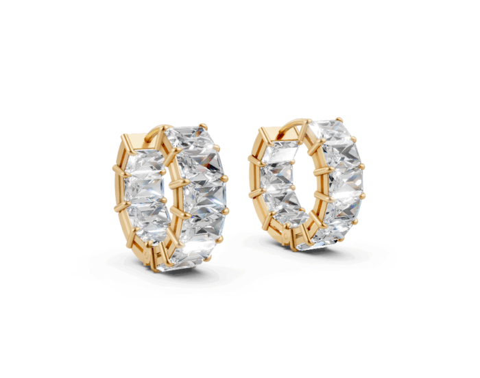 Avarta Gold Emerald cut Moissanite Hoop Earrings - Image 5