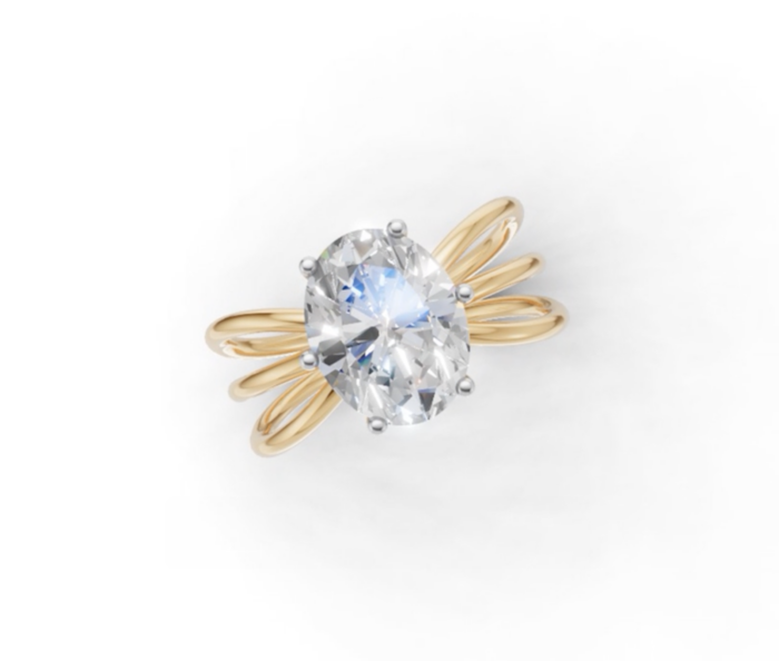 Avarta Jewellery Gold 2 Carat Oval Moissanite Solitaire Wire Ring - Image 3