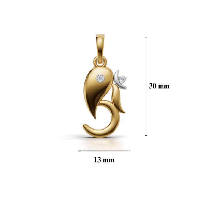 Avarta Adore Gold Diamond Om Ganesh Pendant - Image 4