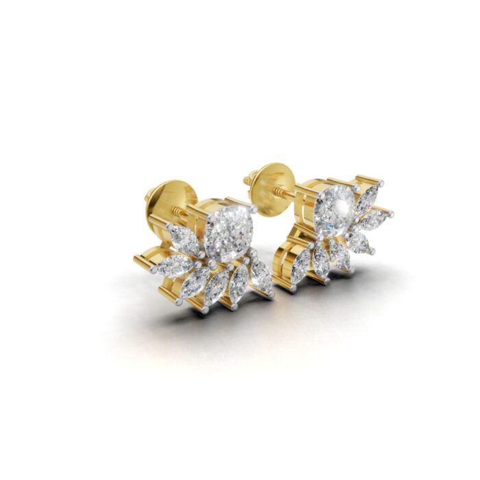 Avarta Gold Luxe Sparkle Cushion Diamond Earrings - Image 3