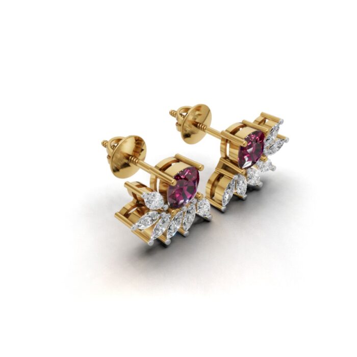 Avarta Gold Luxe Cushion Ruby Lab Diamond Earrings - Image 3