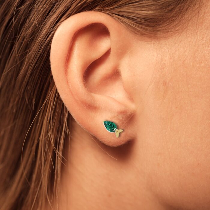 Avarta Gold Marine Emerald Earrings for Kids - Image 2