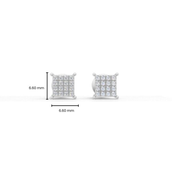 White Gold Unisex Stud Earrings with Lab-Grown Diamonds - Image 6