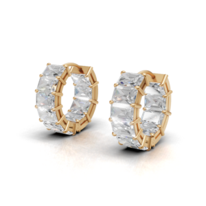 Avarta Gold Emerald cut Moissanite Hoop Earrings