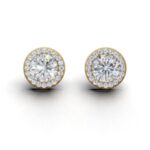 Avarta Sterling Silver 2 Carat Halo Solitaire Stud Earring
