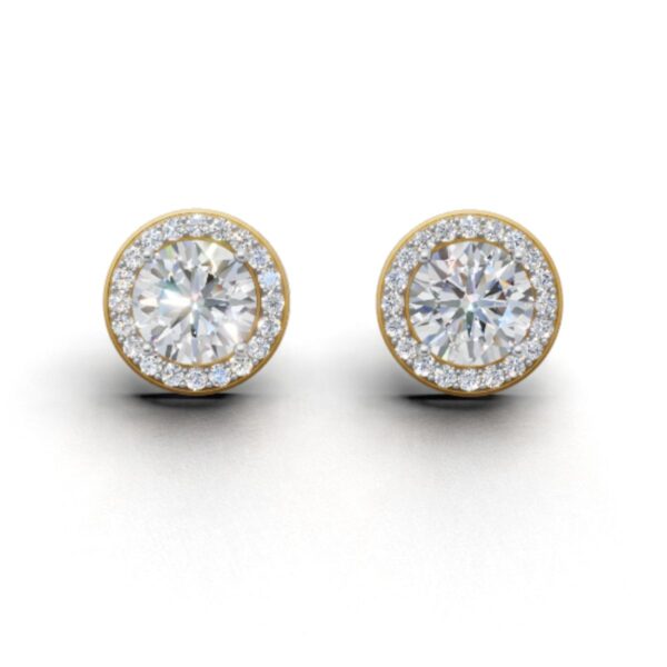 Avarta Sterling Silver 2 Carat Halo Solitaire Stud Earring