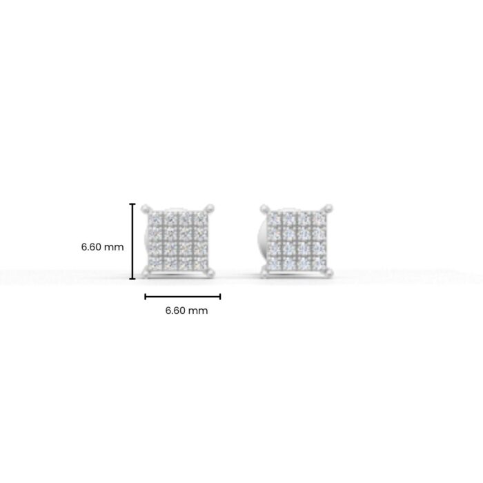 White Gold Unisex Stud Earrings with Lab-Grown Diamonds - Image 6