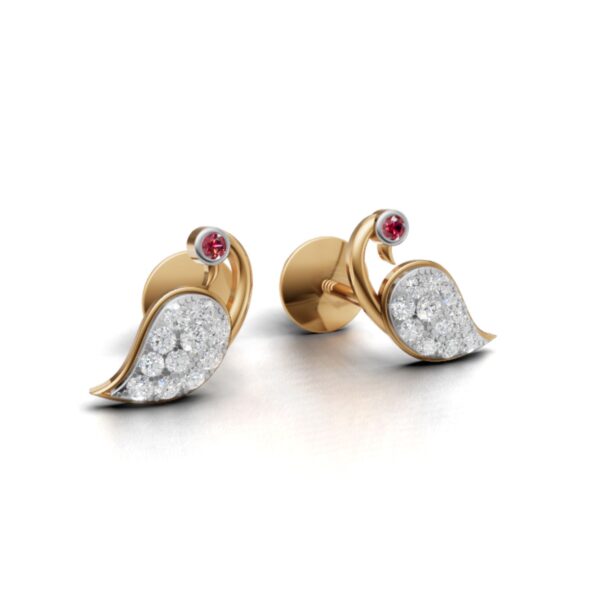 Avarta Gold Peacock Ruby Emerald Diamond Studs Earrings for Girls & Women - Image 4