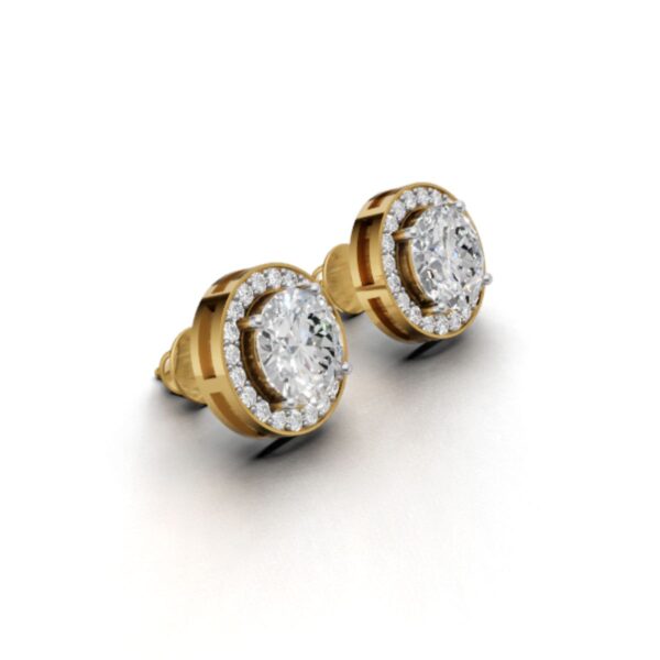 Avarta Sterling Silver 2 Carat Halo Solitaire Stud Earring - Image 3