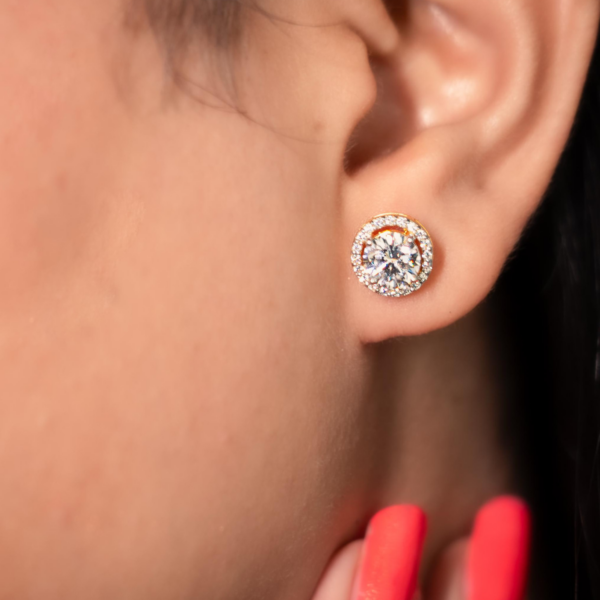 Avarta 18k Gold Marquise Halo Stud Earrings - Image 11