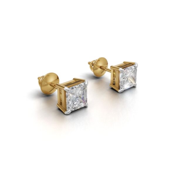 Avarta Jewellery Gold 1.50 Carat Each Princess Cut Lab Diamond Stud Earrings - Image 7