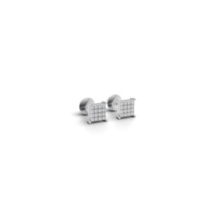 White Gold Unisex Stud Earrings with Lab-Grown Diamonds