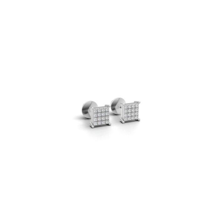 White Gold Unisex Stud Earrings with Lab-Grown Diamonds