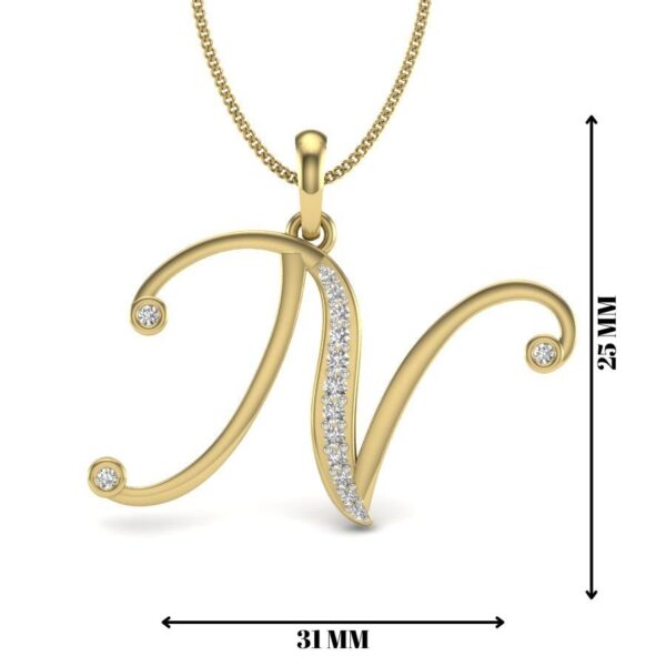 Avarta Jewellery Letter N Lab Grown Diamond Pendant - Image 2