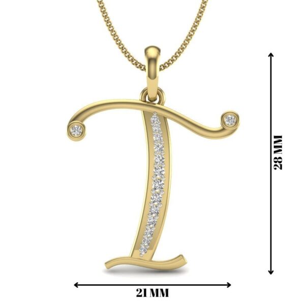 Avarta Jewellery Letter T Lab Grown Diamond Pendant - Image 2