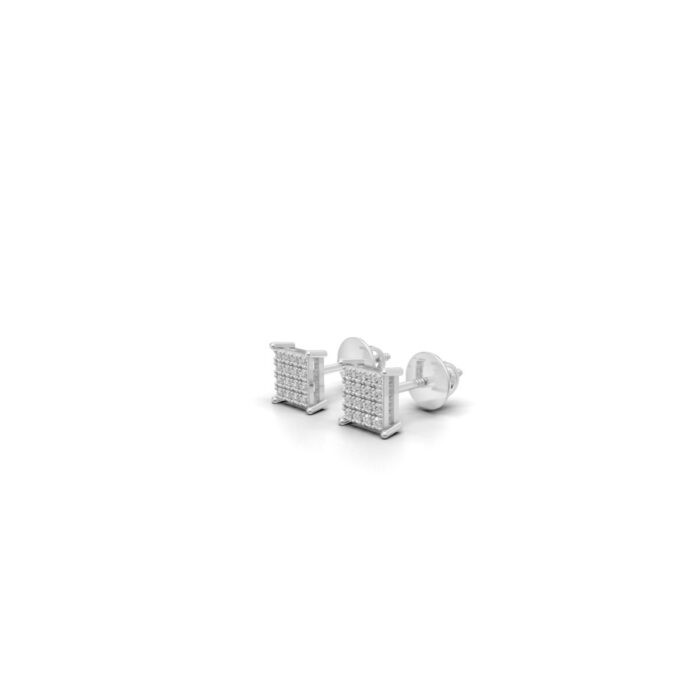 White Gold Unisex Stud Earrings with Lab-Grown Diamonds - Image 3