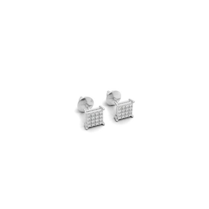 White Gold Unisex Stud Earrings with Lab-Grown Diamonds - Image 4