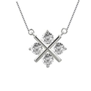 Avarta Sterling Silver 2.50 Carat Solitaire XO Pendant With Chain