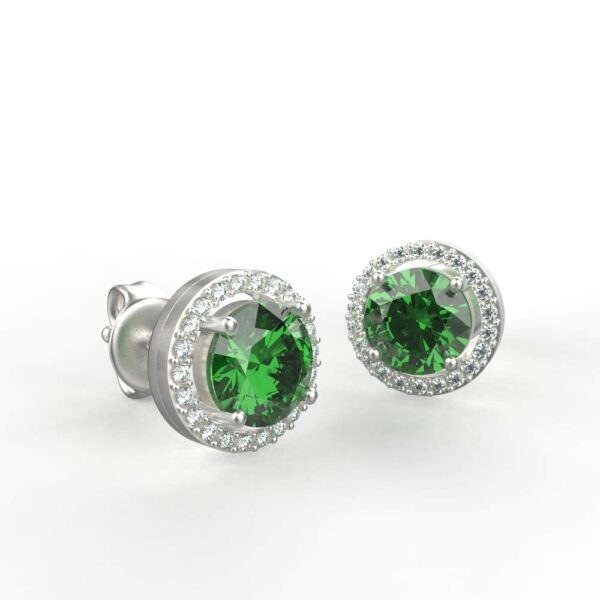Avarta Sterling Silver Ebullient Studs With Faux Emerald & Cubic Zirconia For Women & Girls - Image 2