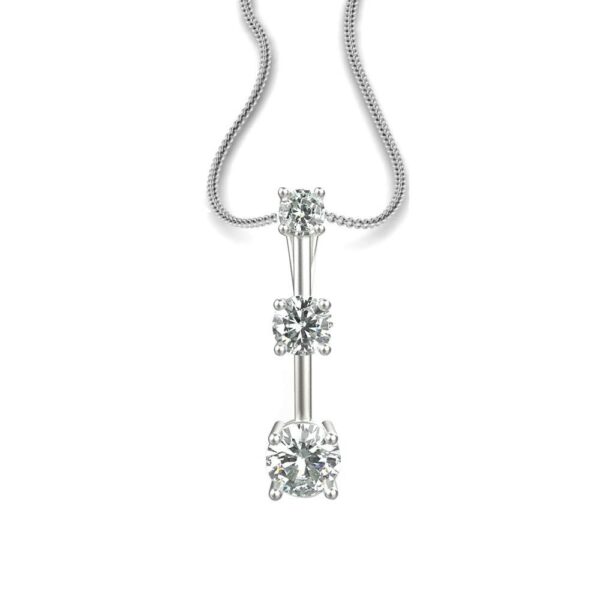 Avarta Sterling Silver Solitaire American Diamond Trilogy Pendant With Chain - Image 4