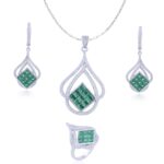 Avarta Jewellery Sterling Silver Emerald Pendant Set With Chain