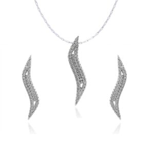 Avarta Sterling Silver American Diamond Pendant Set For Girls & Women
