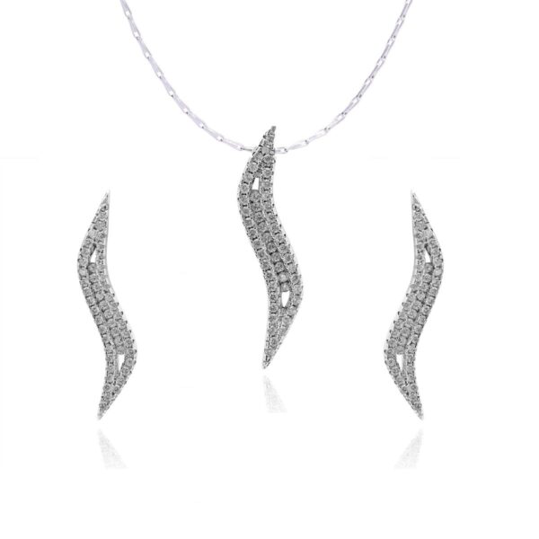 Avarta Sterling Silver American Diamond Pendant Set For Girls & Women