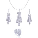 Avarta Jewellery Sterling Silver Embracing Pendant Set With Chain & Ring