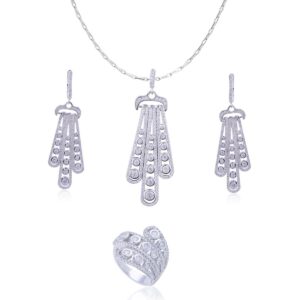Avarta Jewellery Sterling Silver Embracing Pendant Set With Chain & Ring