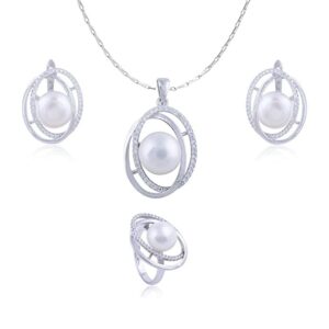 Avarta Jewellery Sterling Silver Pearl Pendant Set