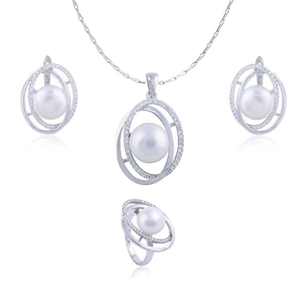 Avarta Jewellery Sterling Silver Pearl Pendant Set