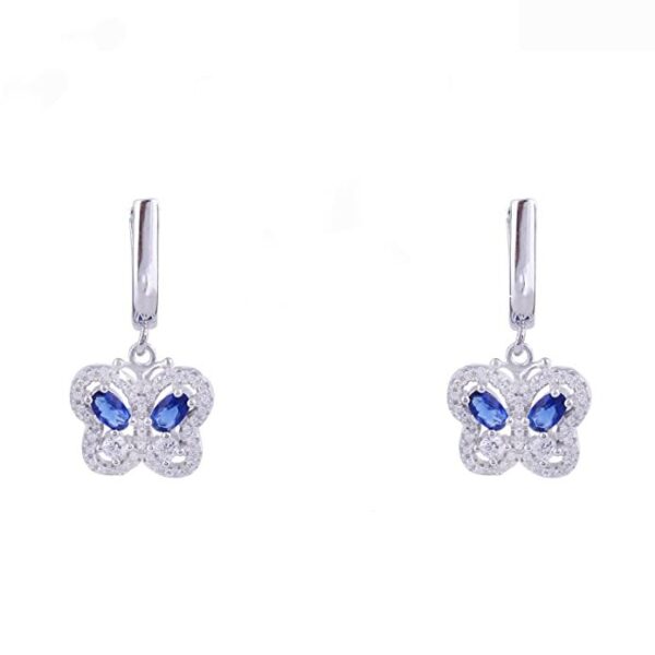 Avarta Jewellery Sterling Silver Blue Sapphire Butterfly Pendant Set - Image 3